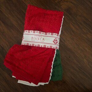 New Bianca made in Portugal set of 3 red/white/green kitchen towels